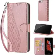 Phone Case for iPhone 6 Plus / 6s Plus Case, Shockproof Protective Phone Case with Card Slots Kickstand Magnetic Closure Case compatible iPhone 6 Plus / 6s Plus Cube-Rose Gold