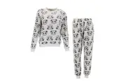 FIL Women's Plush 2pc Set Pyjama Loungewear Fleece Sleepwear - Panda/Off White