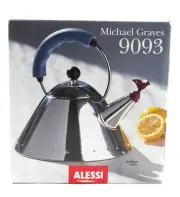 NIB Alessi 9093 Michael Graves Kettle w/ Bird Whistle Blue Handle