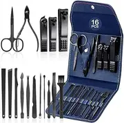 Morovan Manicure Set Nail Clippers Stainless Steel Manicure Kit Nail Tools Grooming Kit for Women Men Travel Nail Kit (16pcs-blue)