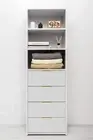 NNEDSZ GENEVA 3 SHELF 4 DRAWER BUILT IN WARDROBE - WHITE - SLIM - PULL BRASS