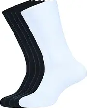 [ASSOTS] LONDON Men's Dress Socks, Pack of 6 Socks, Color - 4 Black, 2 White