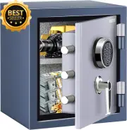 Fireproof Safe Box 1.0 Cu Ft Digital Keypad Key Lock Home Safe for Money Jewelry