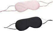 100% Mulberry Silk Sleep Eye Mask with Adjustable Ear Straps, Double-Sided &Lightweight, 100% Light Blocking Silk Eye Mask for Sleeping(Black+Pink)