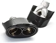 Car Rear Bumper Turbo Muffler Exhaust Tips Tip Compatible For Audi S-Class A3 A4L A5 A6L A7 Up To RS6 R8 Carbon Fiber Stainless Steel Tip(Middle Carbon Style)