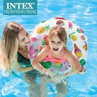 在飛比找松果購物優惠-【居家寶盒】3-10歲 INTEX兒童充氣泳圈 卡通透明游泳