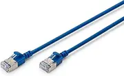DIGITUS LAN Cable Cat 6A - 1.5 m - Slim Version AWG 32/7-10 Gbps - RJ45 Network Cable - F/FTP - PoE+ - LSZH - Compatible with Cat-7, Cat-6, Cat-5e - Blue