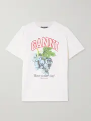 [GANNI] GANNI - Grapes Printed Organic Cotton-jersey T-shirt - White - small small White