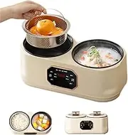 Low Sugar Rice Cooker, 3.4l Double Spelling Rice Cooker with Non-Stick Interior & Stainless Steel Steamer Basket, 6 Cooking Modes, Delayed Start, Keep Warm, 15-min Fast Cook, Easy Clean