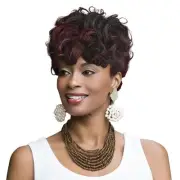 Short Wigs for Black Women Ombre Wine Red Color Curly Wigs Natural Short Blac...