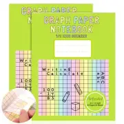 2 Pack 8.5×11 Colored Graph Paper Pad Math Notebook Graph Paper 1/2 Inch Squa...