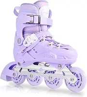 Children's Inline Skates for Girls Sizes Adjustable Sturdy Aluminium Frame & Shockproof Shoe for Children, Adults Girls and Boys Roller Skates for Indoor and Outdoor Use, Purple