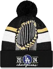 New Era LA Los Angeles Dodgers 2024 World Series Champions Authentic Collection Knit Beanie, Hat Black Gold