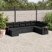 8 Piece Garden Sofa Set with Cushions Black/Grey Poly Rattan vidaXL