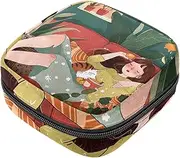 Period Bag,Sanitary Napkin Storage Bag,Cat and Girl in Sofa,Tampon Bag for Purse