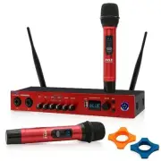 Pyle 2 Channel Bluetooth UHF Sound Mixer Receiver w/2 Handheld Microphones (Red)