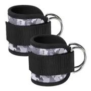 2Pcs Ankle Strap for Cable Machine, Gym Cable Kickback Ankle Wraps, Camo Black