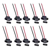 10PCS 5V Welding 2Pin Waterproof TYPE-C Female Power Socket Wire Adapter A