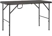 Garden Table Folding Garden Table Brown 120x60x74 cm HDPE Rattan Look