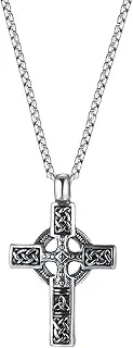 [UMtrade] Men Women Stainless Steel Celtic Cross Necklace Norse Viking Trinity Knot Jewelry