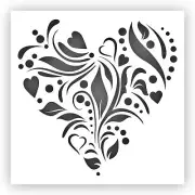 Heart #1 Abstract Leaves Stencil - Choose a Size - Laser-Cut Reusable Plastic