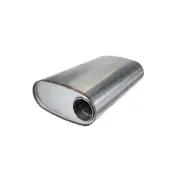Redback Muffler - 11 x 6 Oval 409 Tri Flow 3" Inlet 18" Long Offset/Centre