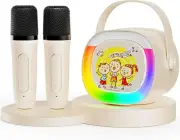 Mini Karaoke Machine with 2 Wireless Microphones: Portable Bluetooth Speaker wi