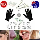 Professional Body Piercing Tool Kit Ear Nose Navel Nipple Needles Ring Set 41Pcs
