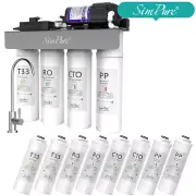 SimPure WP2-400GPD 8 Stage UV Tankless RO Reverse Osmosis System+8 Water Filters