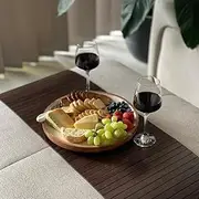 Ottoman Tray, Ottoman Coaster, Foldable, Decorative, Crafted from Bamboo Panels with a Glossy Finish, a Decorative and Functional Tray to Your Living Room, 90x34x1 (Walnut)