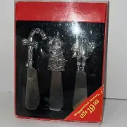 Christmas Party Cheese Dip ,Butter Spreader Knife Set Of 3 Stainless Steel NIP