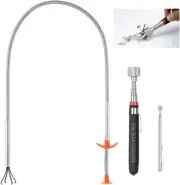 3 Pack Pick-up Tool Set - Extendable Magnetic Pick Up Tools and Flexible Grab...