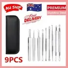 9pcs Set Blackhead Extractor Tool Remover Pimple Blemish Comedone Kit Acne Clip