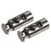 Spring Cord Locks 40pcs Plastic Double Hole Toggle Rope End Metal Black