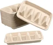 FUNNETOYU 50pcs Divided Taco Tray Disposable Taco Holder with Nonslip Surface for Parties and Picnics for Enhanced Presentation of Mexican Snacks