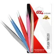 5x Set Eyelash Tweezers Straight & Curved Extension Lash For Professional Makeup
