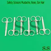 6 Safety Scissors Mustache, Nose, Ear Hair Pet Grooming, Manicure 3.5" Straight