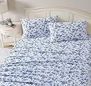 Laura Ashley Home - Full Sheets, Cotton Flannel Bedding Set, Brushed for Extra Softness & Comfort (Emelisa, Full)