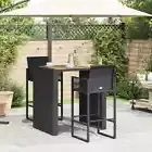 3 Piece Outdoor Bar Table Set 2 Seater Stools Bistro Set Patio Rattan W/ Cushion