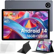 Ulefone Tab A11 Pro Gaming Tablet Android 14, 16GB RAM + 128GB ROM, Comes with Tempered Glass and Smart Book Cover