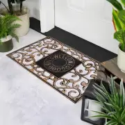 Northlight Copper and Black "Welcome and Good Bye" Outdoor Mat 30 x 18