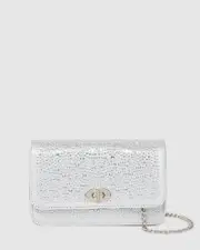 Silver Eboni Crystal Crossbody Bag