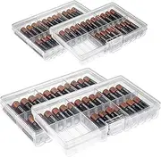 GlossyEnd Set of 4 - Two AA and Two AAA Battery Storage Box, Battery Storage Case, Battery Holder, Clear. Each Case Stores 48 Batteries