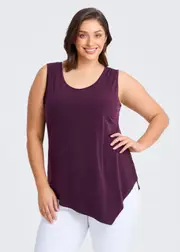 [Taking Shape] Taking Shape Luna Mix Media Tank Size 20 in Aubergine - Plus Size Women's Clothing Aubergine