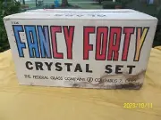 NOS MID CENTURY VINTAGE FEDERAL GLASS CO FANCY FORTY 40 PC SET GLASSES GLASSWARE