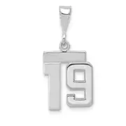 14k White Goldw Small Polished Number 19 Charm