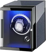 WatchWinderforAutomaticWatchCarbonFiberLeatherExteriorwithColorfulLightsFlexibleWatchPillowQuietMotor Needed KeYJ