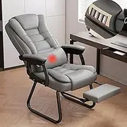 Executive Office Chair, Ergonomic Leather Desk Chair with Massage Waist Pillow, Computer Swivel Task Chair for Home Office