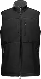 33,000ft Men's Lightweight Softshell Vest Fleece Lined Outerwear Gilet with 7 Pockets Zip Up Windproof Sleeveless Jacket Lightweight Outdoor Work Vest for Travel Golf Running Hiking