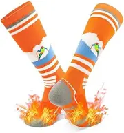 [DECOVICI] Ski Socks for Men and Women, Knee Socks, Winter Thermal Thick Socks for Boots, Warm Functional Socks for Cold Weather, Snowboarding, Hiking, Riding, 1 Pair, 03 Bright Orange, 35-39